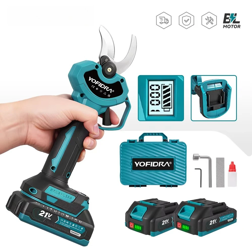 

32mm Brushless Electric Scissors 2 Gears Cordless Electric Pruner Shear Tree Bonsai Pruning For 18V Battery Pin