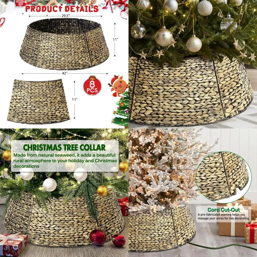 

Юбка для рождественской елки из ротанга в деревенском стиле 42, крышка основания елки в стиле фермерского дома для праздничного декора
