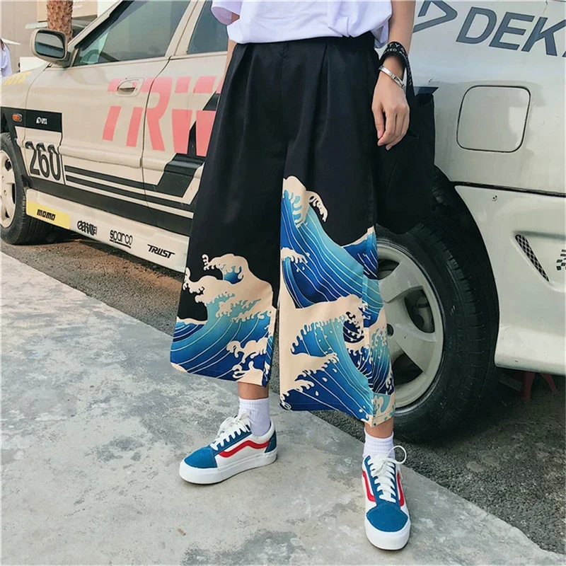 Streetwear Women's Pants Japanese Style Harajuku Oversize Wide Pants Wave Printed Woman Trousers Hip Hop