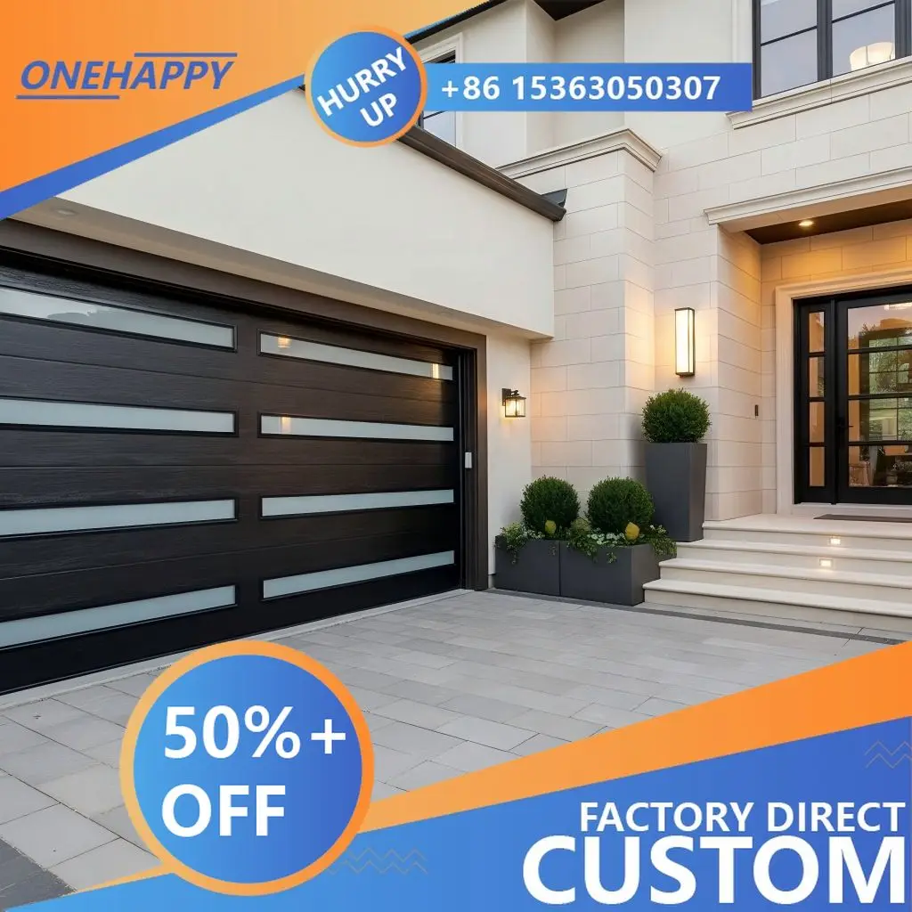 Any size custom aircraft grade aluminum electric garage door pu foam filled silent run obstacle stop typhoon storm proof long la
