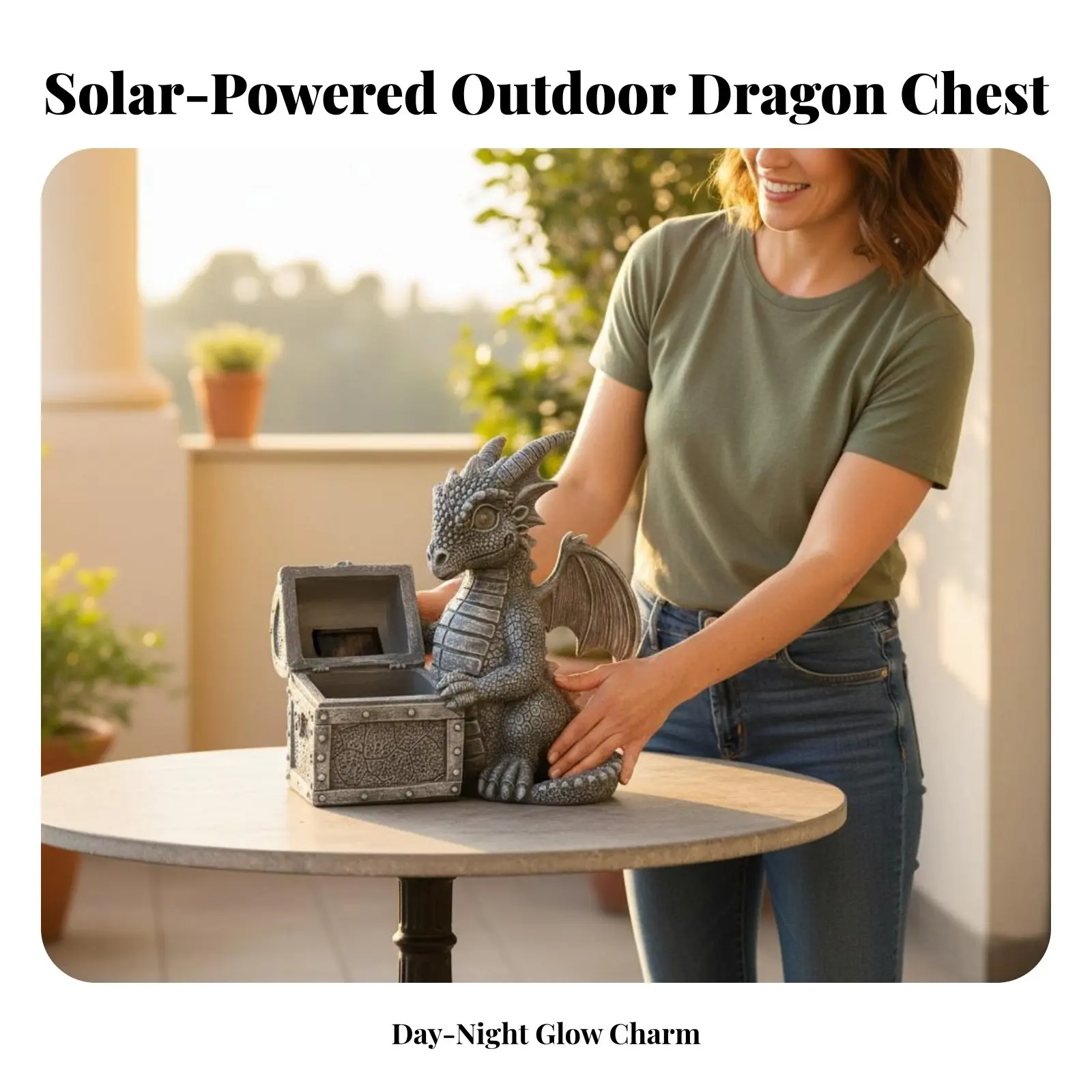 

Solar Mythical Creature Statue Hand-Painted Resin Mythical Creature Sculpture Outdoor Decoration Waterproof Handmade for Patio