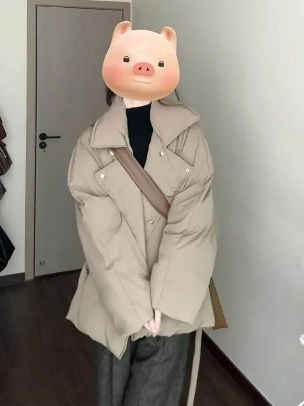 

plus Size Women's Bread Jaet Cotton Coat Medium Length Spring New Sle Women's Ins Clothing Loose Fit Long Sve Collar