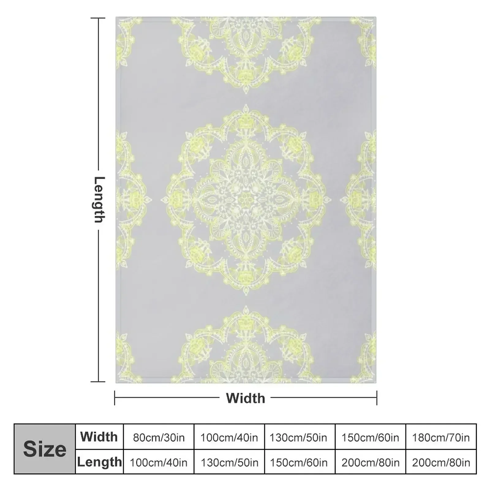 Pale Lemon Yellow Lace Mandala on Grey Throw Blanket Flannel Fabric funny gift Blankets