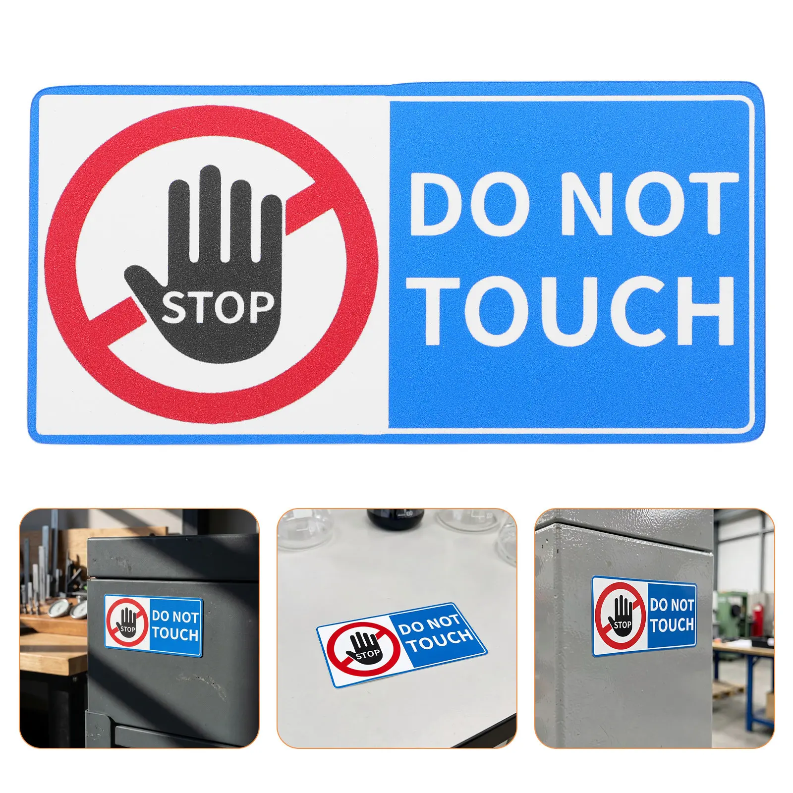 4Pcs Do Not Touch Warning Decal 4x2in Self Adhesive Safety Sticker Toolbox Glass Door Display Warning Sign Do Not Touch Sign