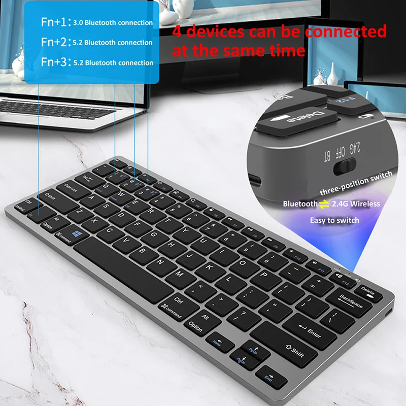 Hebrew/Russia/Korea Bluetooth Keyboard for iPad MacBook Phone Tablet Smart TV Rechargeable Wireless Keyboard