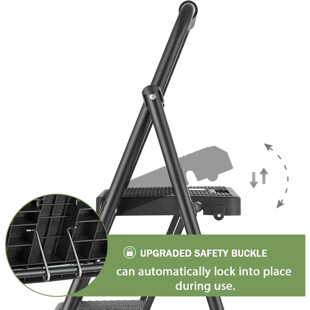 "escada dobrável durável de 500 lb para todas as idades: degraus largos e antiderrapantes"