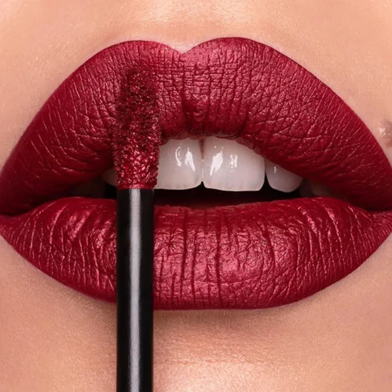 12 farben Matte Metallic Lip Glos Langlebige Nicht-stick Tasse Nude Matte Metallic Lip Farbe Lippenstifte Wasserdicht Lip glasur Make-Up