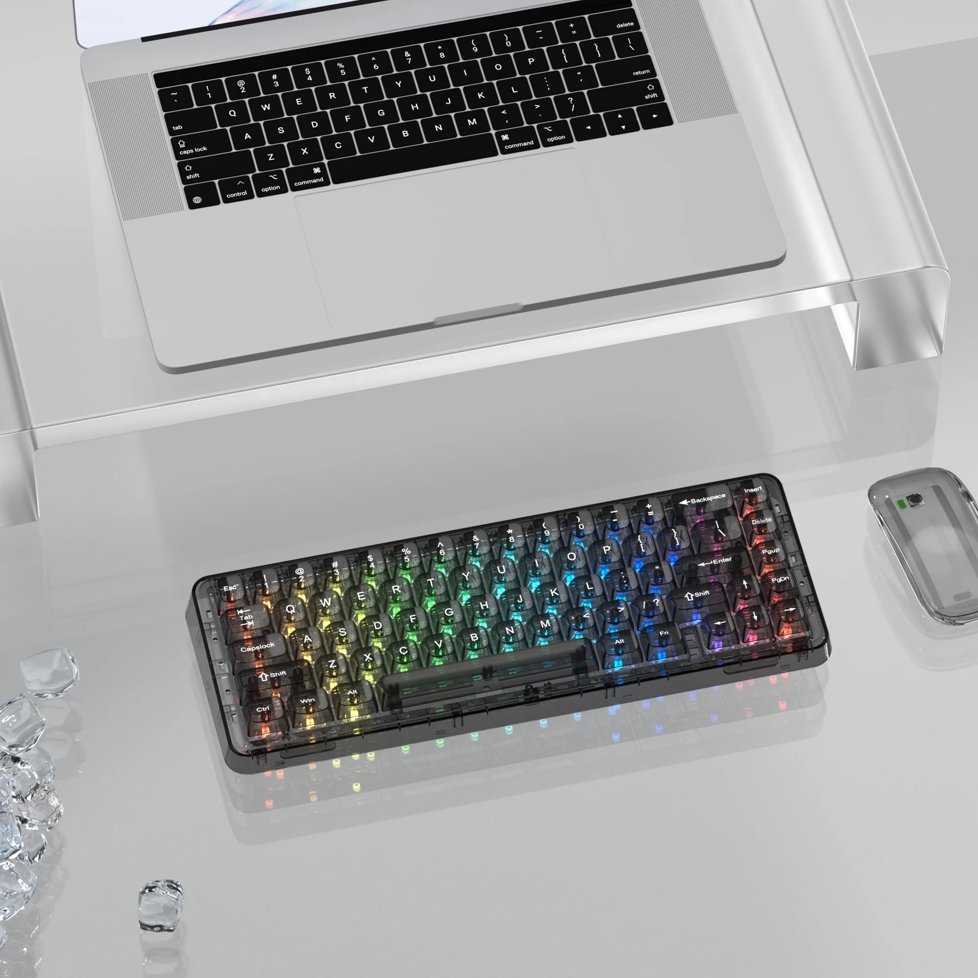 

115 клавиш RGB с просвечением клавиш MDA Profile Crystal Ceramic PC Keycap Черный прозрачный прозрачный колпачок для клавиш MX Switches Keyboard
