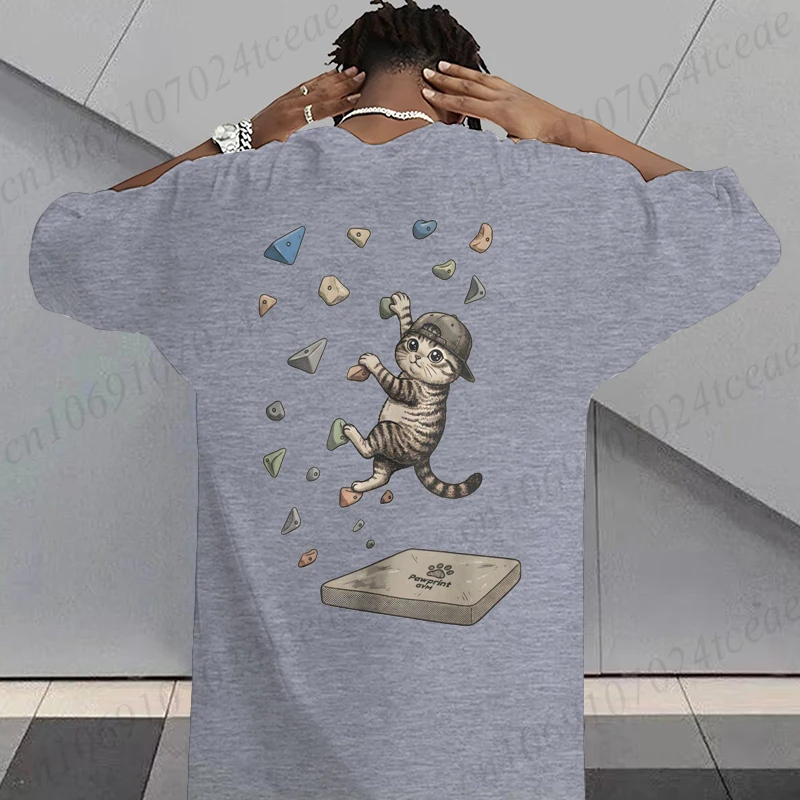 Klettern Bouldern Katzen-Grafik T-Shirt für Männer und Frauen Lustiges Kletterer-Tiermotiv T-Shirts Lässige Outdoor-Streetwear T-Shirts – Detail 5
