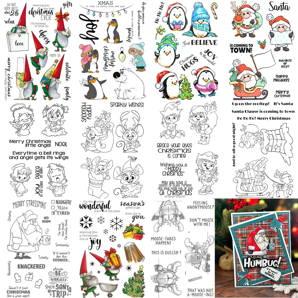 Winter Penguins Boys and girls Christmas Gnomes Clear Stamps and Dies for DIY Scrapbooking Photo Album Card Make Crafts Supplies