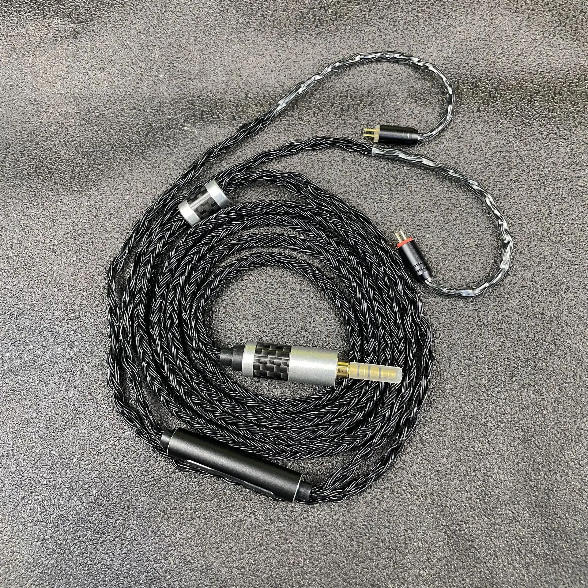 24 Strands Black Single Crystal Copper Silver-Plated Upgrade Cable with Mic CX31993 for 0.78 MMCX QDC TFX Earphones