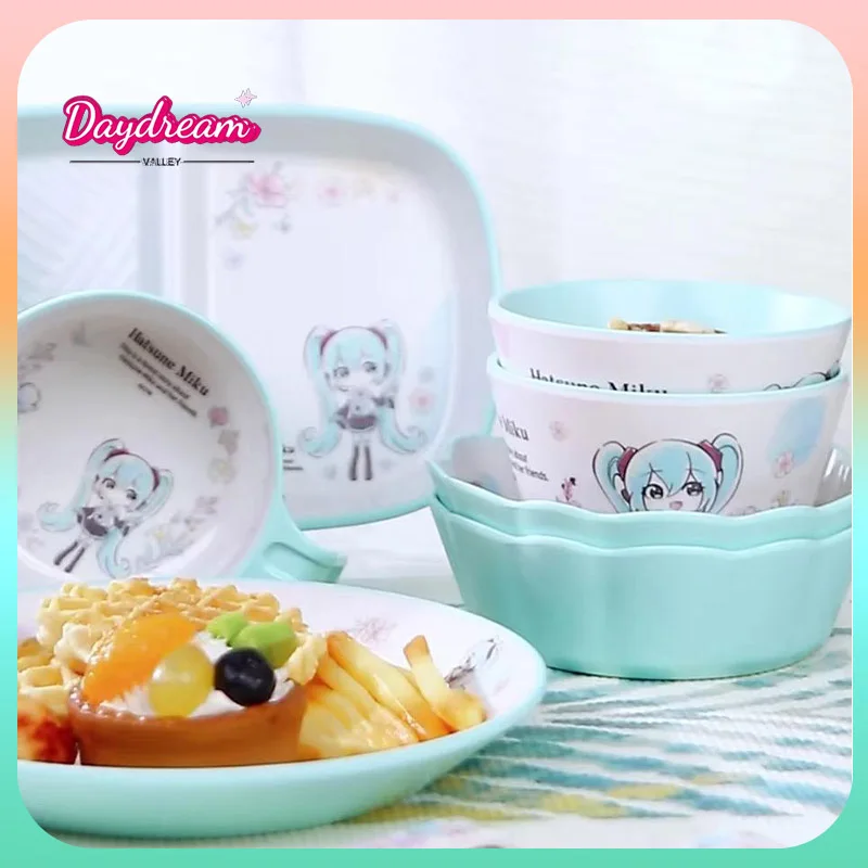 Hatsune Miku Cute Cartoon Children'S Bowl Children'S Tableware Warm And Dinner Plate Cup Spoon Hot Insulated Baby Bowl Kid Gifts