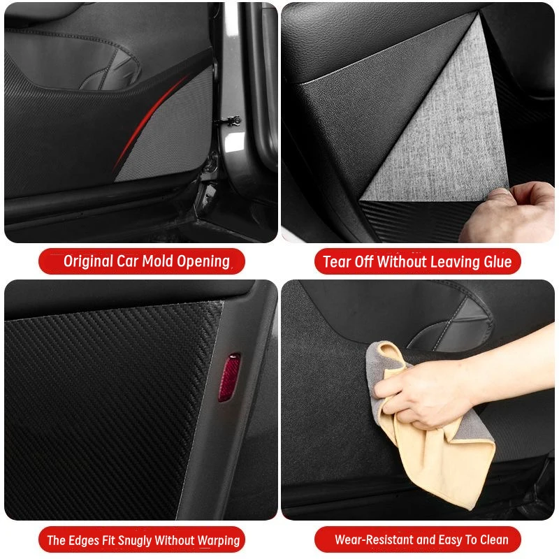 Car Door Anti-Kick Pad For Tesla Model Y Juniper 2025 Leather Sticker Trim Kit Side Door Protector Cover Car Interior Decoration image 5