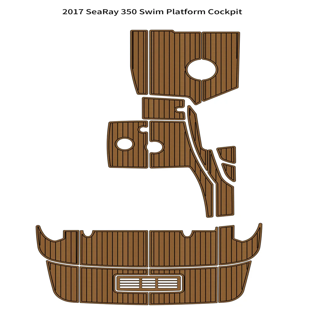 

2017 Sea Ray 350 Swim Platform Cockpit Pad Boat EVA Foam Faux Teak Deck Floor Backing Self Adhesive SeaDek Gatorstep Style