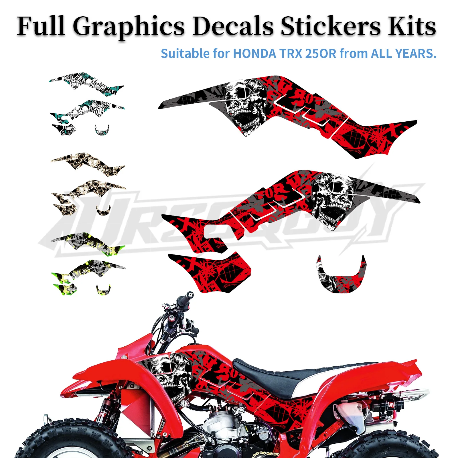 Motorcycle Fairings Decoration Graphics Background Decals Stickers Kit Fit for Honda TRX250R TRX 250R TRX 250 R ATV