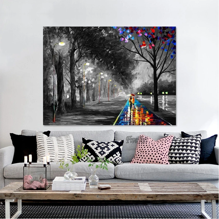 100% Handmade High Quality Modern Abstract Street Oil Painting Home Decoration Canvas Living Room Wall Picture Custom Artwork