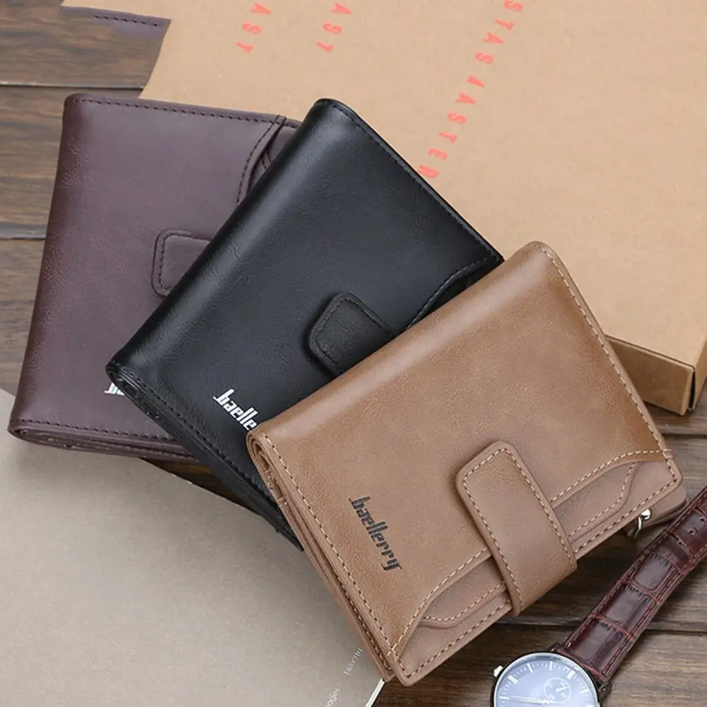 

Multifunction Men's Short Wallet PU Leather Multi-position Male Leather Purse Wear-resistant Ultralight Pocket Purse Travel