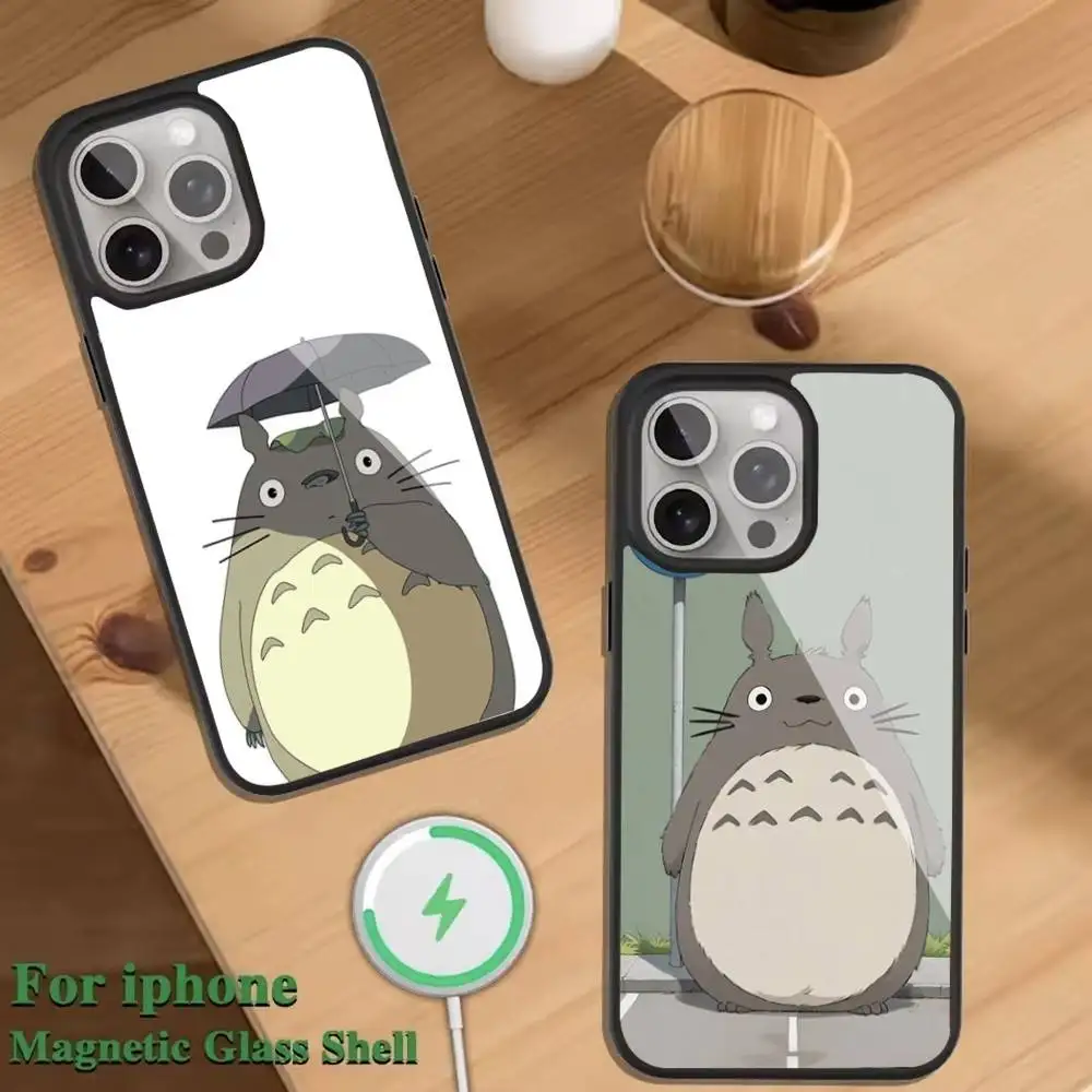 

Anime T-Totoros Phone Case For Magnetic Wireless Charge Cover For iphone 16 15 14 13 12 11 Pro Max Plus Coque
