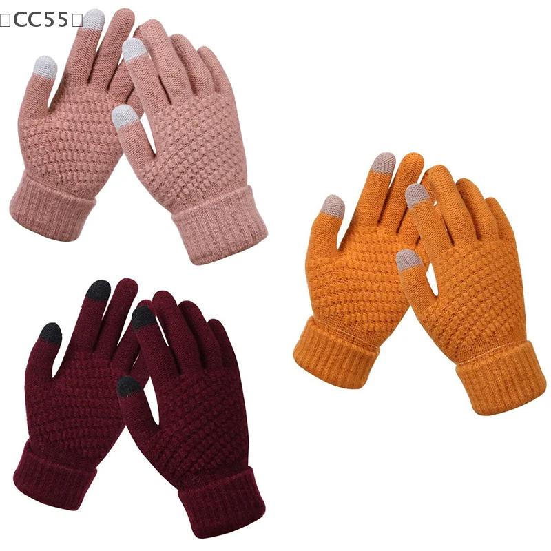 ieniaCC55 Parque Radfahren Thermohandschuhe Damen Herren Warme Winter-Touchscreen-Handschuhe Stretch-Strick-Fäustlinge Winddichte kalte Handschuhe