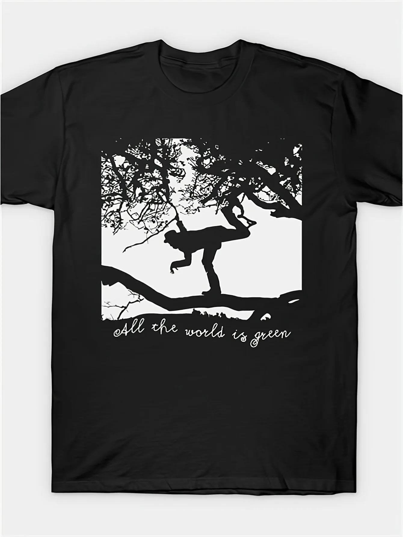 Retro music T-shirt with a tree branch pattern from Tom Weitz's 