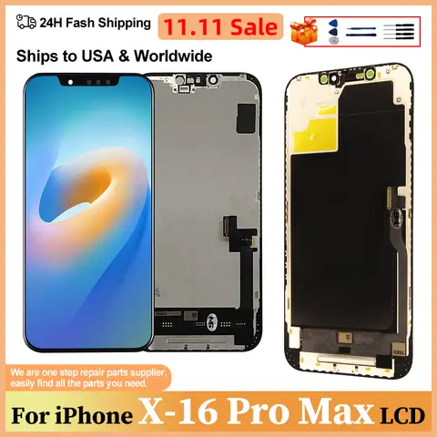 OLED LCD For iPhone X XR 13 Pro Max LCD 3D Touch Screen Digitizer For iPhone 12 Pro Max Display 14 Plus 12 Mini 15 LCD 16 Plus