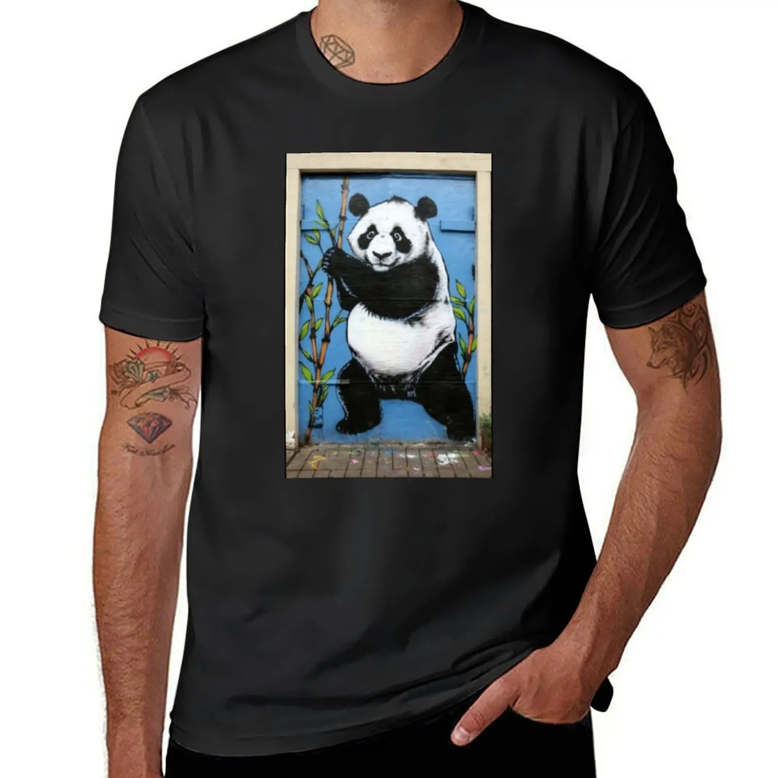 Panda Stencil Graffiti T-Shirt for a boy vintage clothes vintage t shirt men