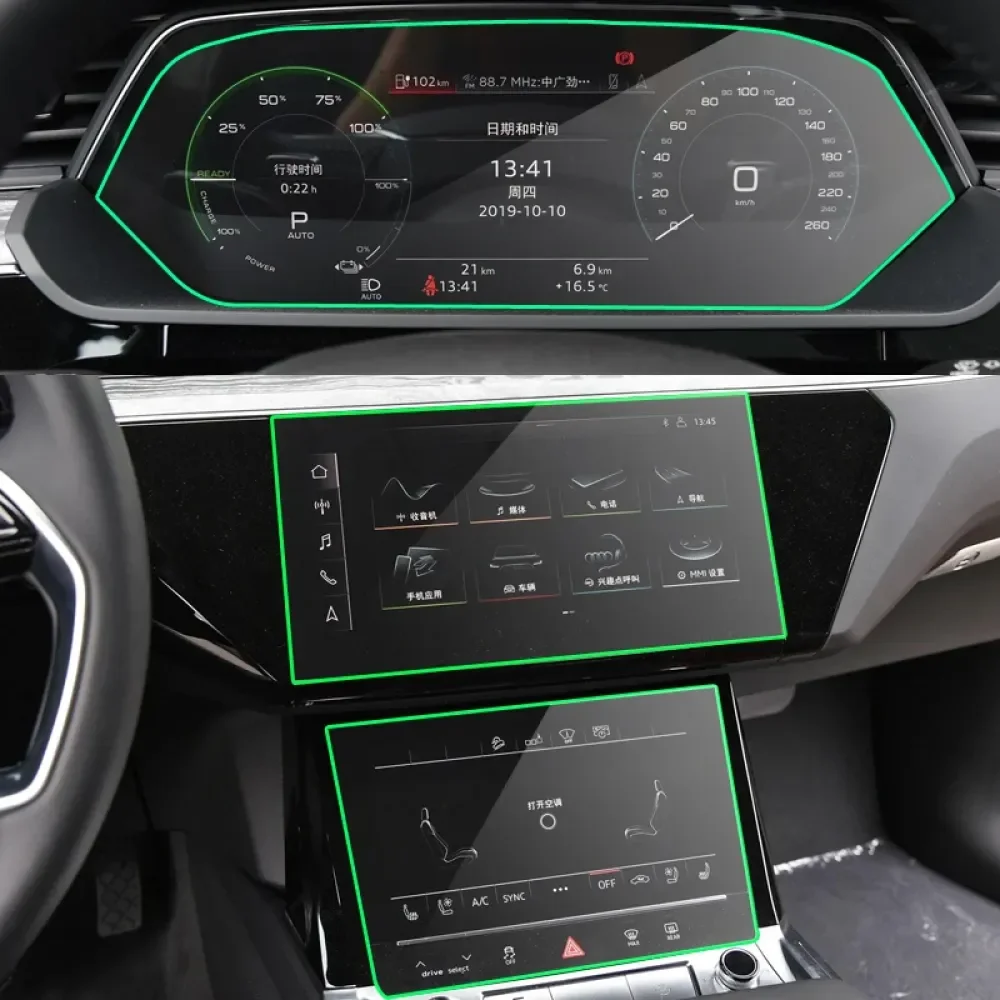 Szkło hartowane nawigacja samochodowa GPS osłona deski rozdzielczej ekran LCD folia ochronna naklejki akcesoria samochodowe dla Audi E-tron 2018-2021