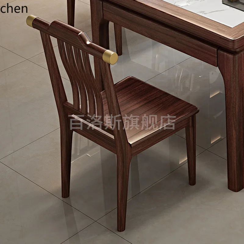 

b11-7.2 new Chinese ebony solid wood dining rectangular rock slab solid and chairs small apartment square table