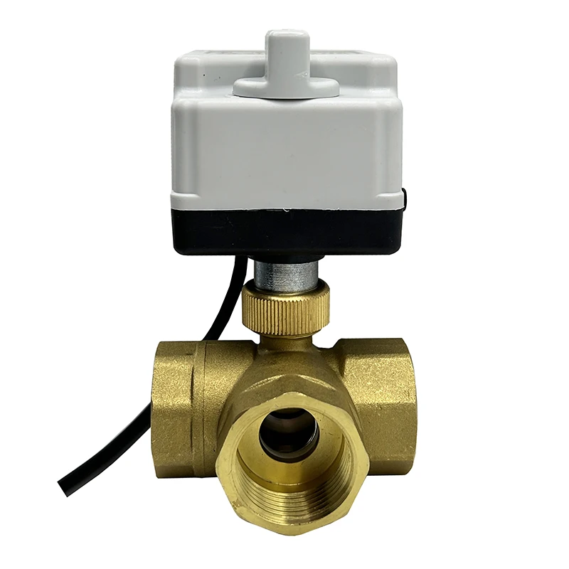 1/2'' 3/4'' 1'' 3 Way Brass Motorized Ball Valve With Manual Switch 220V 12V 24V Electric Ball valve Three-wire Two Control