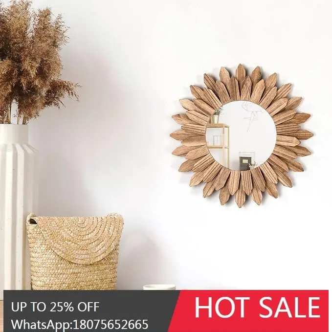 

SGF European Retro Mirror Solid Wood Decorative Handmade Sunflower Decorative Mirror