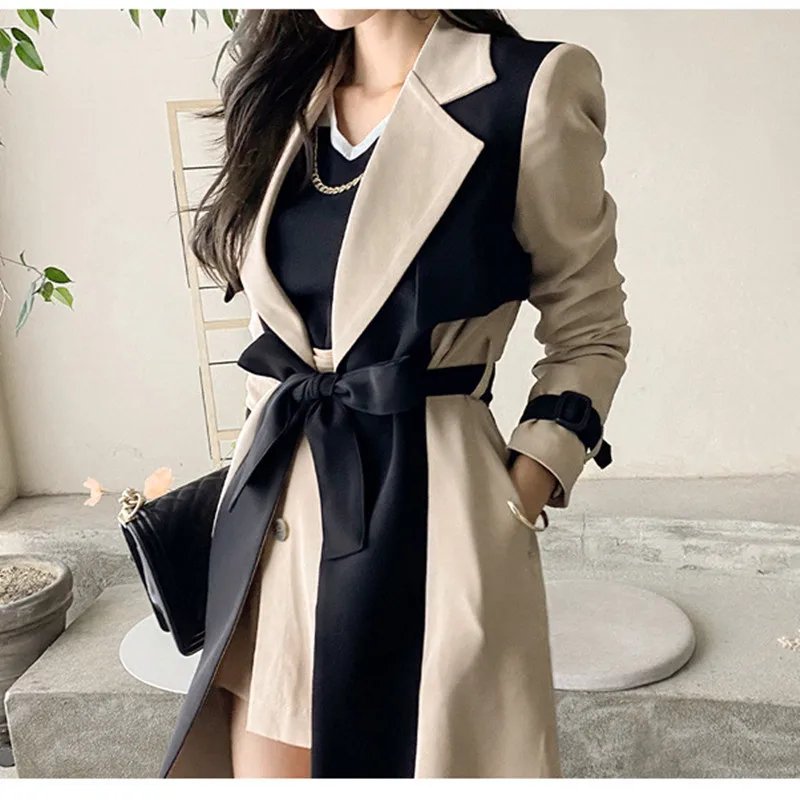 In Stock 2026 Autumn Women's Trench Coat Amazon Korean Version Extended Jacket Ebay Aliexpress Bestseller Lace-Up European