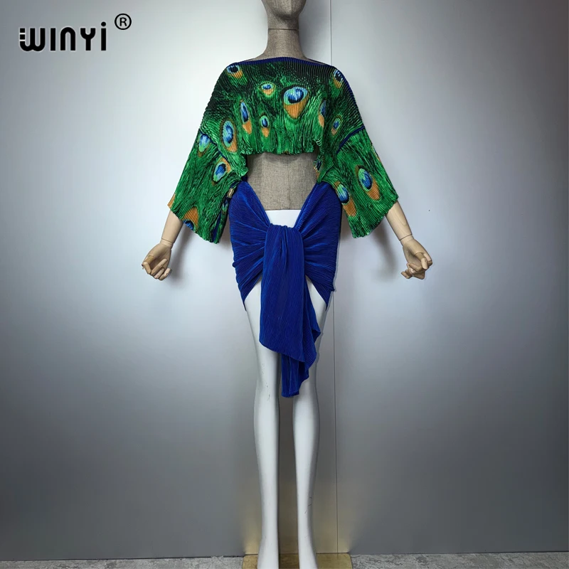 WINYI Women's Pleated Top Dress Crumple Design Bohemian Sexy Maxi Party Poncho Beach Wear Cover Up Beach Outfits Woman