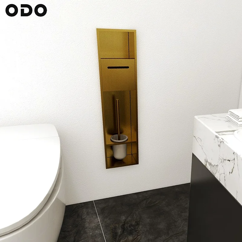 Bathroom toilet brush built-in niche stainless steel toilet paper