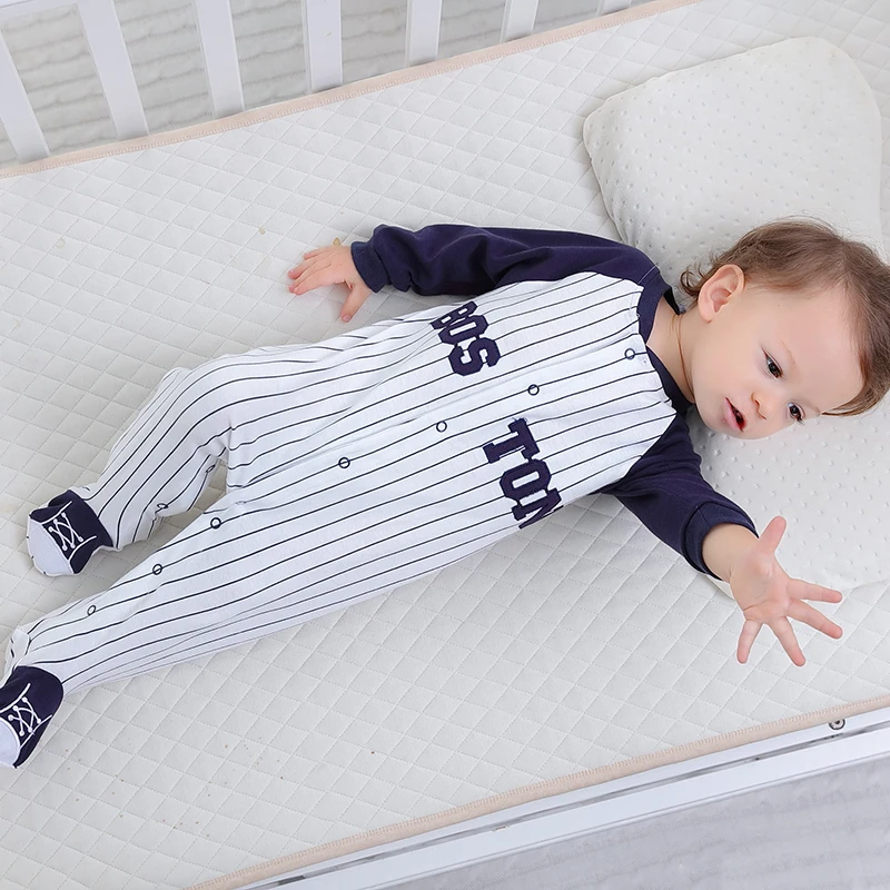 Puur Katoenen Honkbaluniform Voor Baby, Lange Mouw Harem, Pasgeboren Kleding, Voetverpakking, Lente, Herfst, 0-1 Jaar Oud