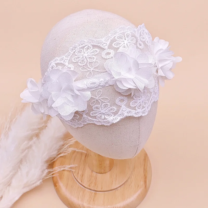 Diadema de encaje blanco para bebé y niña, adorno para el cabello con flores, bonito vestido para bebé, accesorio para el cabello fotografiado