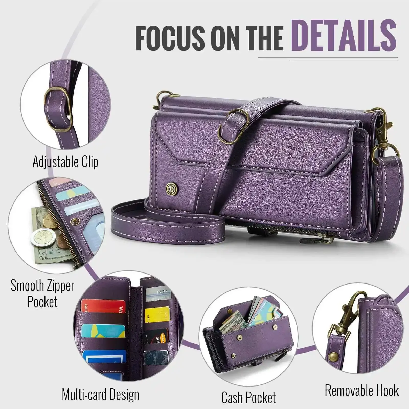 Crossbody for Samsung Galaxy A15 A25 A32 A33 A35 A55 A72 Case Wallet Card Holder image 5