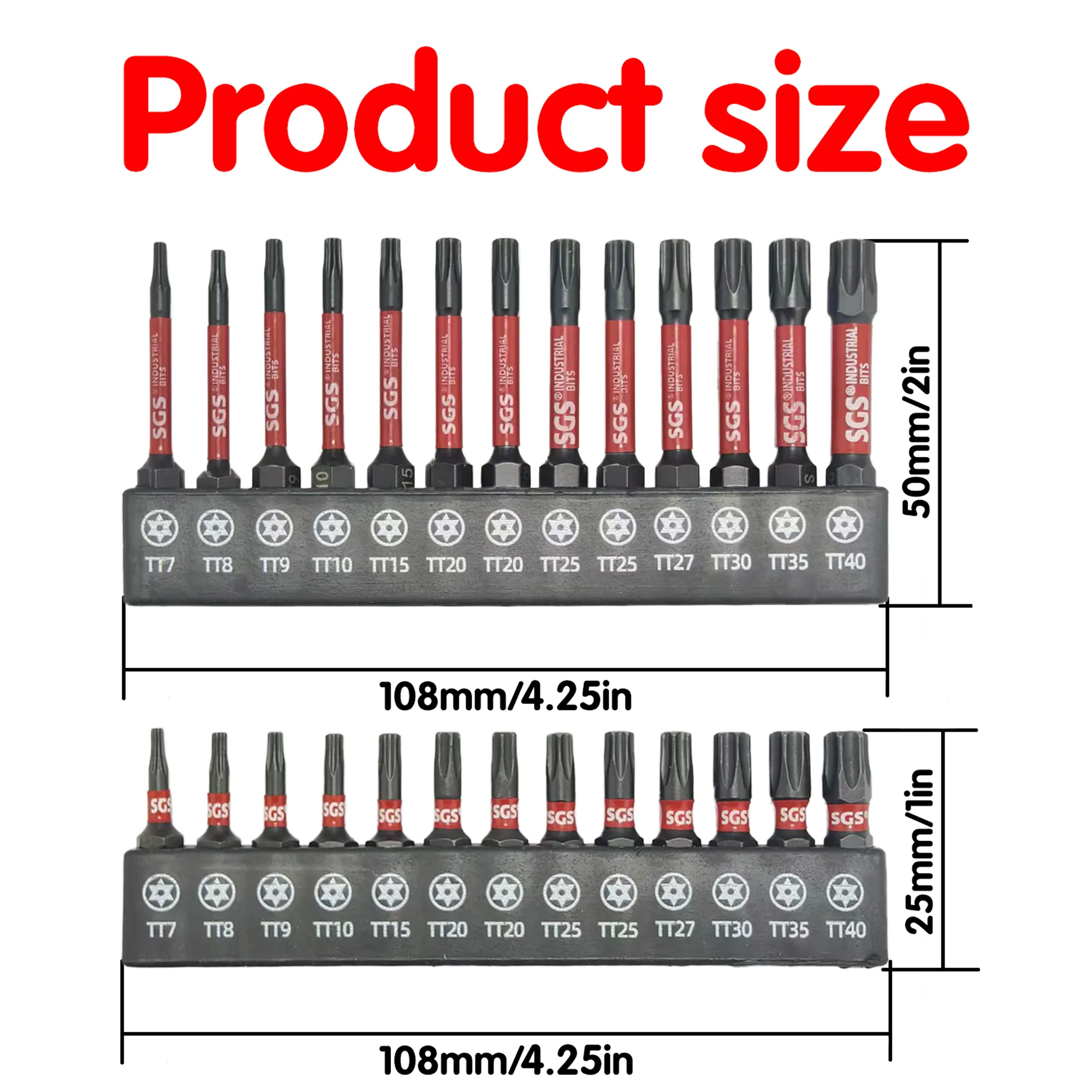 5/13/31-Piece Anti-Theft Torx Tt Screwdriver Bit Set, 25Mm+50Mm Dual Length, S2 Steel with Magnetic Torque Buffering, Rust-Resistant, Anti-Slip, Impact-Resistant, Special Accessories for Electric Drills
