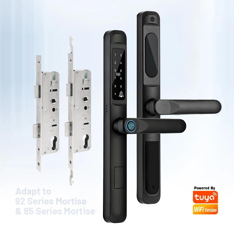 

Электронный смарт-замок Ttlock Tuya 92 Mortise с цифровым управлением, отпечатком пальца, для алюминиевых и стальных двустворчатых раздвижных стеклянных дверей