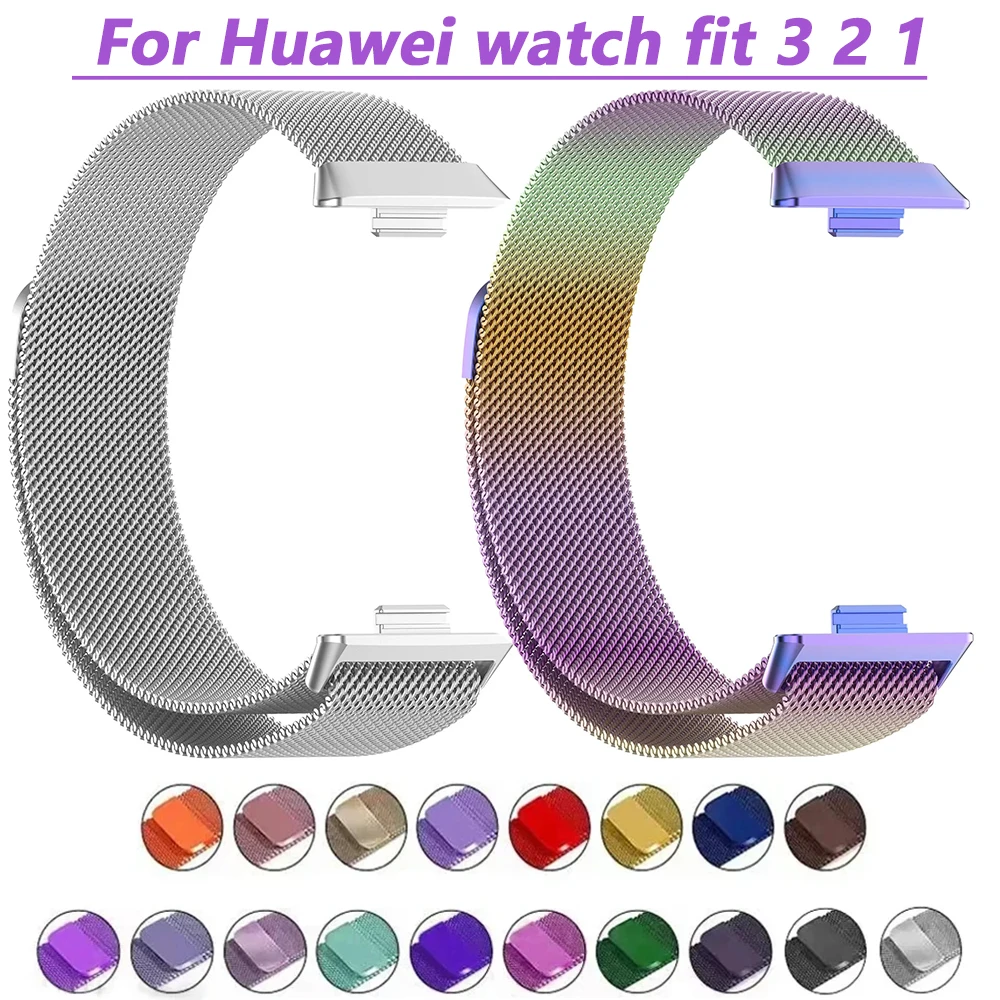 Magnetisches Milanaise-Armband für Huawei Watch Fit 3 2 1, atmungsaktives Edelstahl-Armband für Huawei Watch Fit 3 2 1 Armbandteile