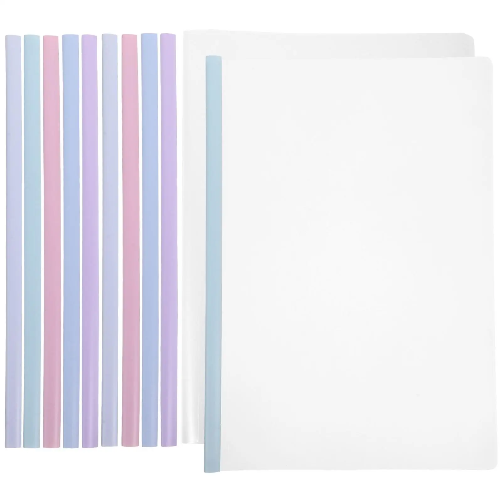 

10pcs A4 Waterproof Thickened Transparent Drop Rod File Folders Document Storage Binder Clips Mixed Colors Plastic Slide Binders