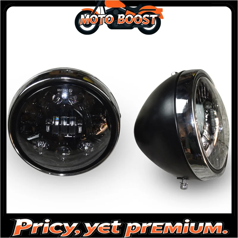 【Premium quality】7.8 Inch Retrofit Super Bright Retro Motorcycle LED Round Headlight High Beam Low Beam Turning Light