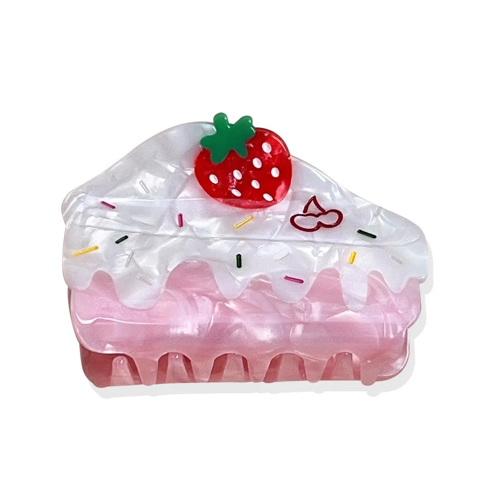 

Creative Dessert Strawberry Cake Hair Grab Hairpin Geometry Cartoon Hair Claw Headwear Acetic Acid Shark Clip Girls