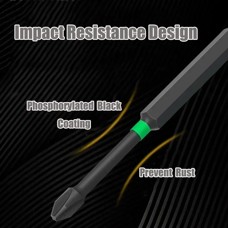 5Pcs PH2 Impact Screwdriver Bit Set Special Hex Shank Slotted Cross Phillips Batch Head Hardness Screw Driver Hand Tools