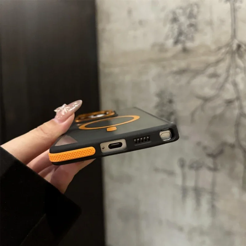 For Magsafe Magnetic Metal Lens Protection Stand Case For Galaxy Samsung S25 S24 S23 S26 Ultra Plus FE Shockproof Cover Bumper 썸네일 5