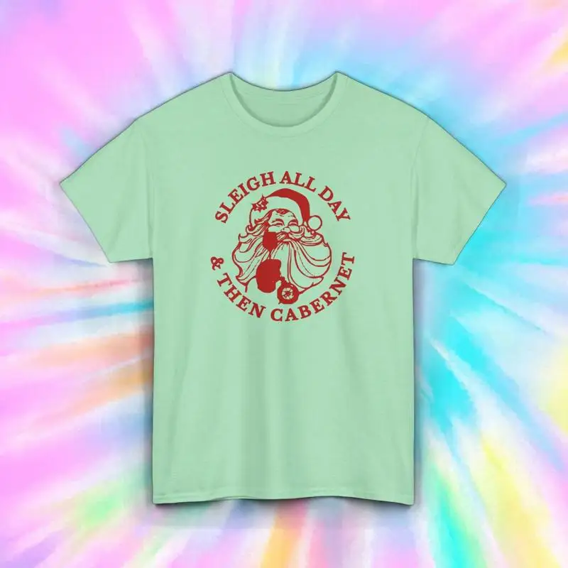 Trineo todo el día Cabernet camiseta divertida Navidad vino Santa