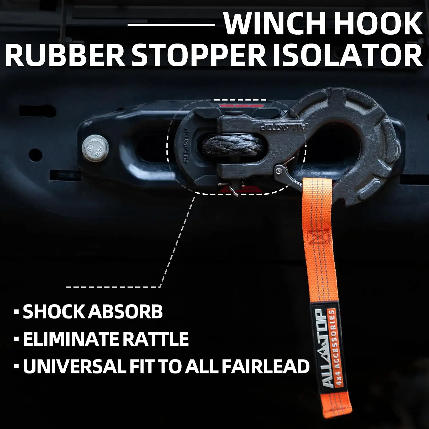 Synthetic Winch Rope w/Hook & Isolator, 1/2in x 92ft, 31500Lbs UHMWPE Cable Replace Kit, Forged Hook & Rubber Stopper & Safety