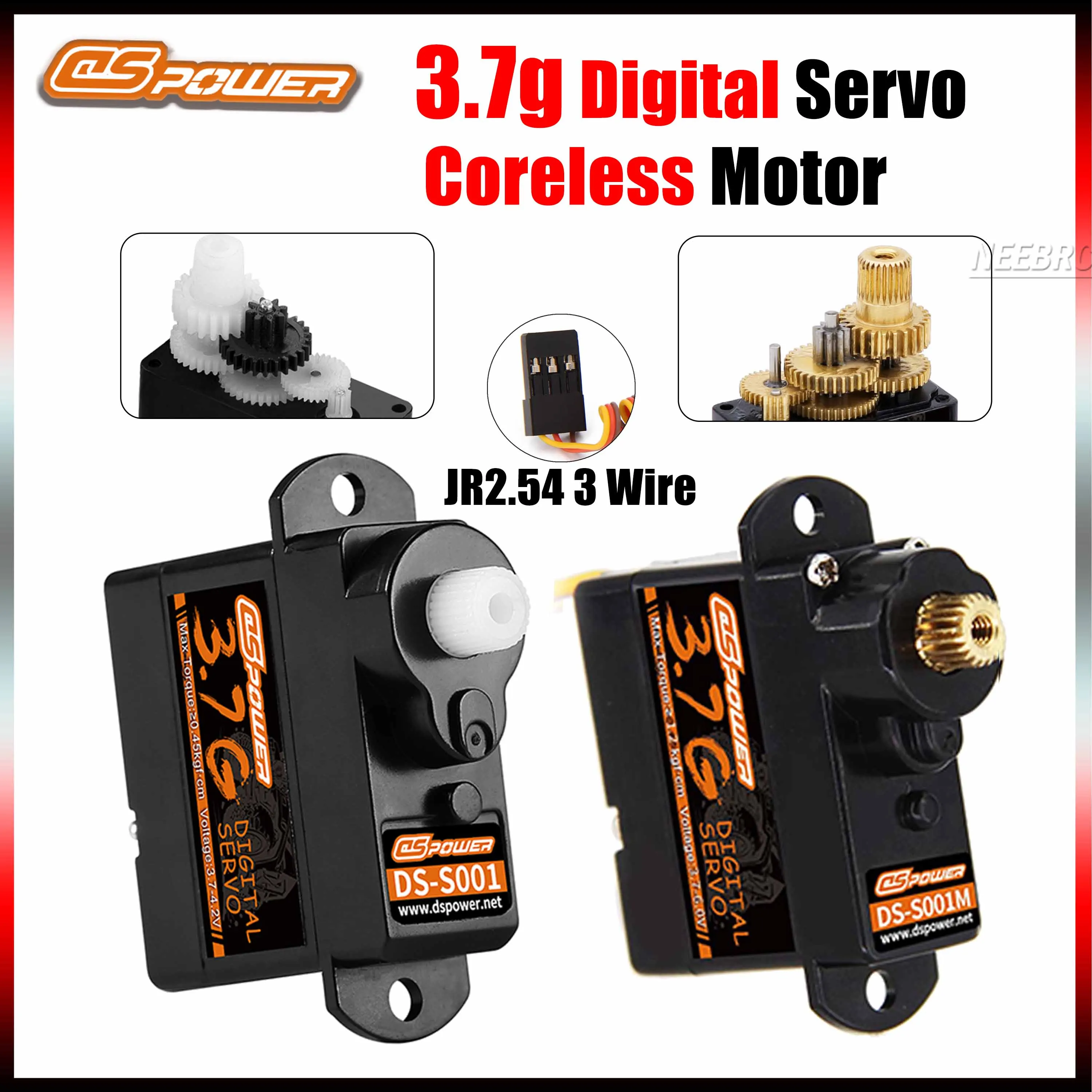 Dspower 3.7g digital metal/plástico engrenagem coreless motor servo 3.7 ~ 4.2v para rc carro caminhão barco helicóptero drone avião peças de brinquedo