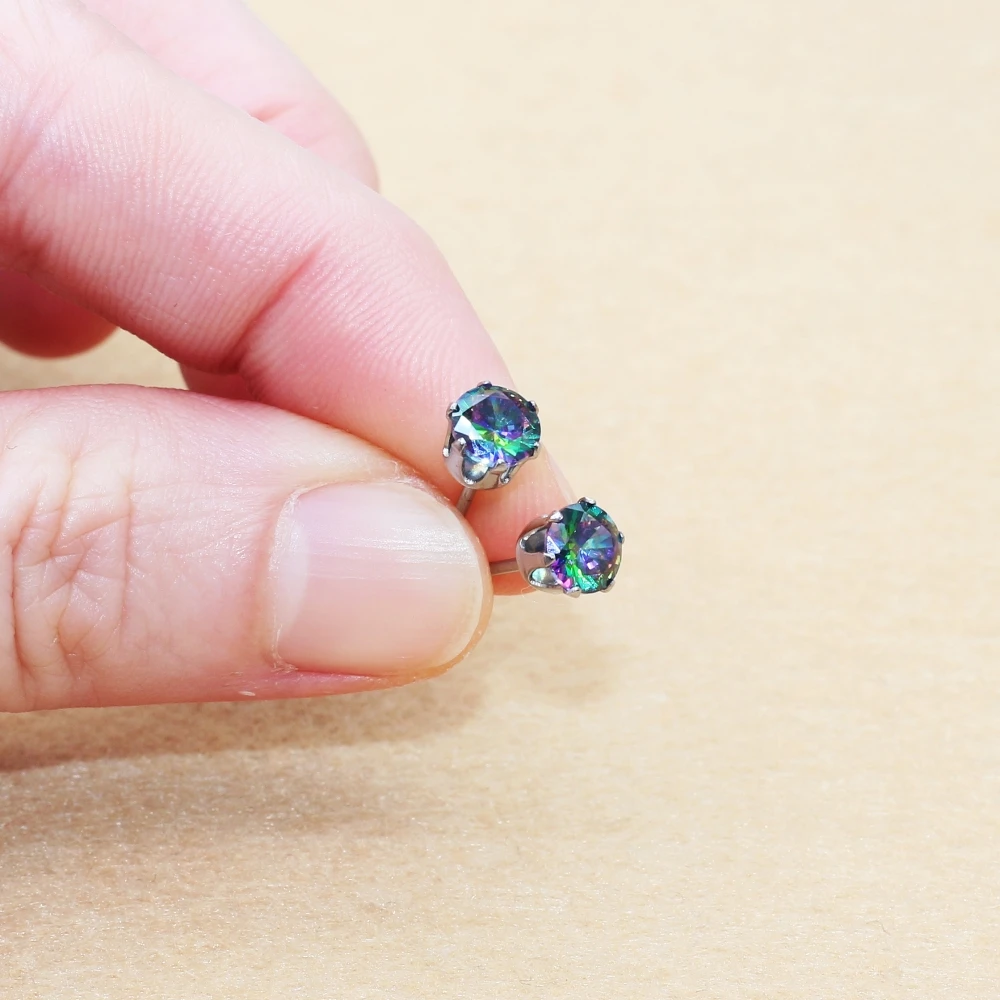 5 mm runde AAA-Zirkonia-Ohrringe aus Edelstahl für Damen, 5 Farben zur Auswahl, allergiefrei, verblasst nicht – Detail 3