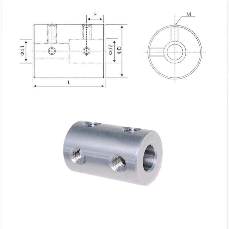 Stainless Steel, Rigid Coupling, Motor Drive Adapter Shaft Connector