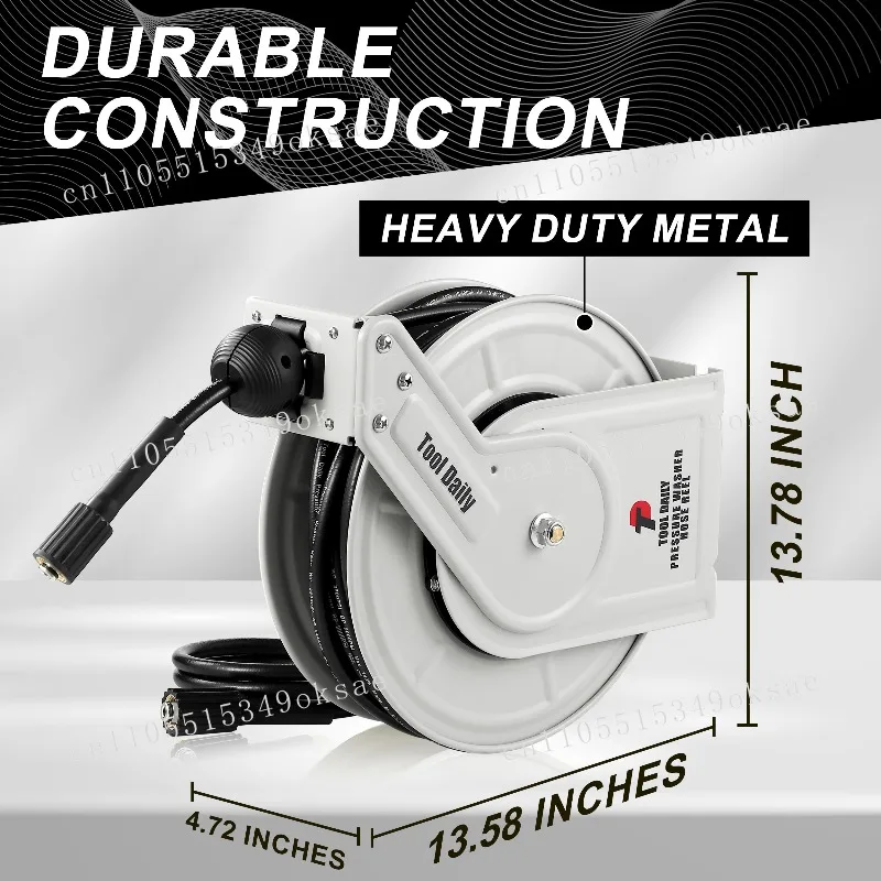 2025 New Heavy Duty 60Ft Hose Reel Auto Retractable for High Pressure Car Washer